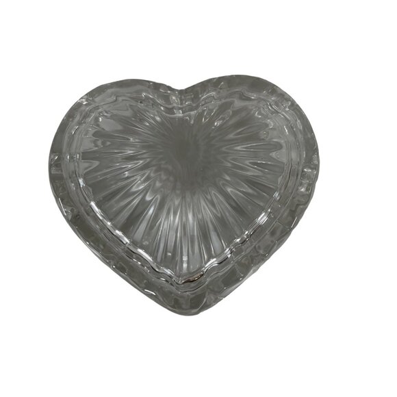 Vintage Heart Shaped Glass Trinket Box Jewelry 3 1/2" Beautiful - Picture 1 of 5